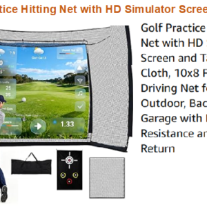 Golf Practice Hitting Net with HD Simulator Screen and Target Cloth