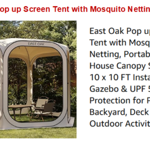 East Oak Pop up Screen Tent with Mosquito Netting